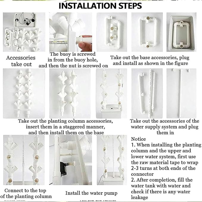 AMNOOL Hydroponic Growing Kits 45 Holes Hydroponics Growing System Indoor Grow System Vertical Grow Tower Hydroponic Planting Equipment for Herbs Fruits and VegetablesGifts for Men