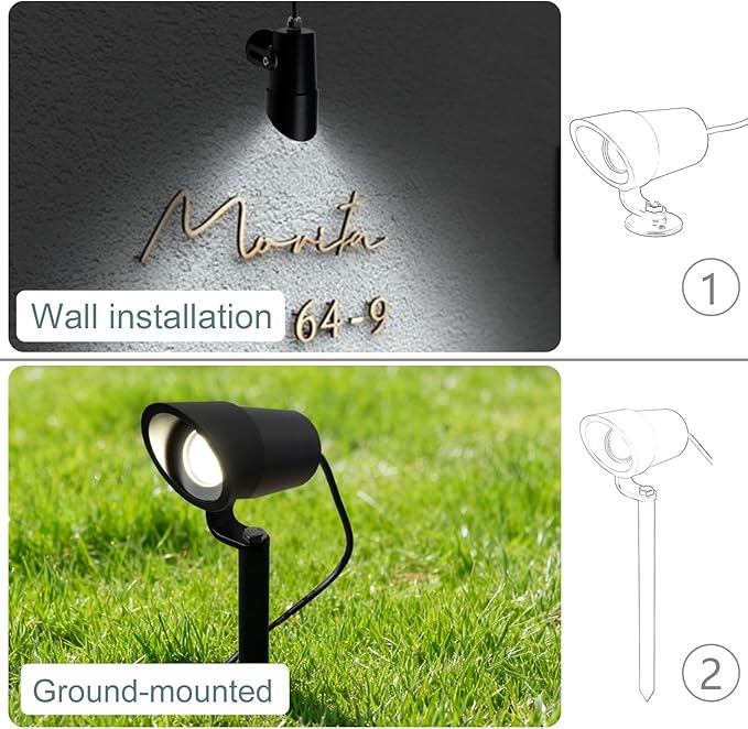 Low Voltage Landscape Lights AC/DC 12V-24V LED Landscape Lighting 3000K Warm White IP67 Waterproof Outdoor Spot Light for Yard Garden House Flag Landscaping Lights with Spike Stand (6 Packs)