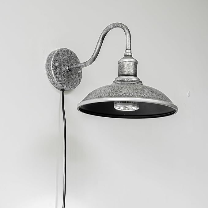 Hook Mounted Plant Light Full Spectrum 10W White Light Timing Plug in Cord Industrial Style Sliver Waterproof Wall Lamp for Flowers Growing Indoor Plants