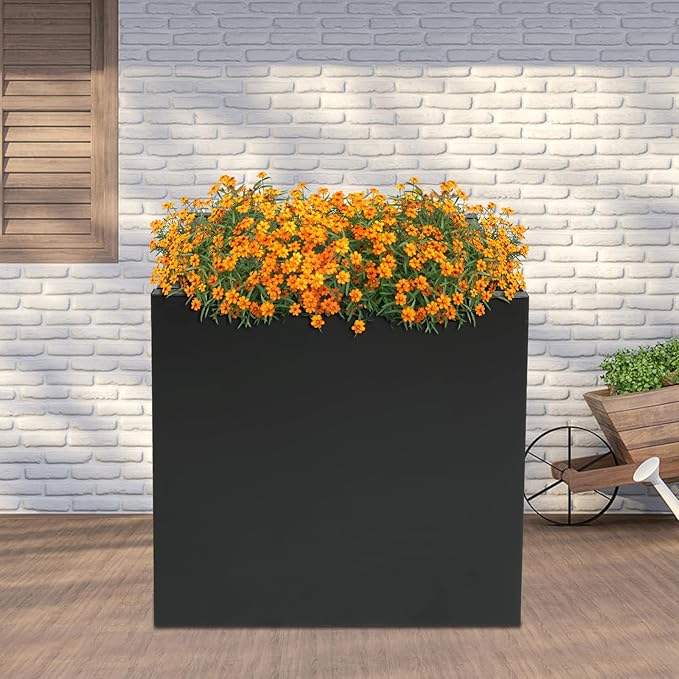 32 L x32 W x32 H Metal Flower Boxes Planter Boxes Outdoor Raised Garden Bed Indoor Outdoor Planting Bed Black Square Planter Box for Patios Lawn Yard Decor Storage