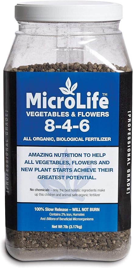 MicroLife Ultimate (8-4-6) Professional Grade Granular Organic Fertilizer for All Vegetables Flowers Trees and Bushes 7 LBS