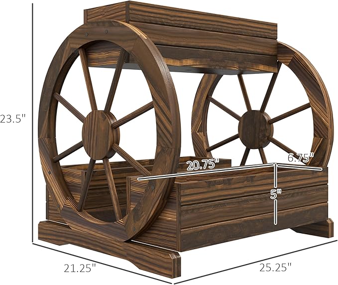 Outdoor PlanterWooden Wagon Planter Box3 Tier Raised Garden Bedfor Vegetables Flowers Herbs