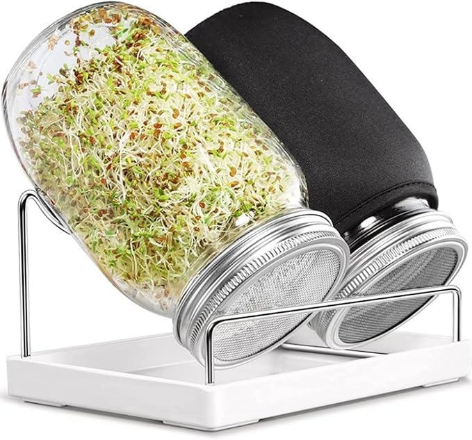Bean Sprouts Grow Kit Air Circulation and Drainage Multipurpose Sprouts Growing Kit with 2 Bottles for Beans Alfalfa Seeds