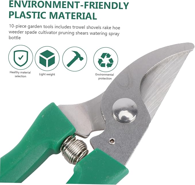 Mipcase Stainless Steel Garden Tools Set 10 Pcs with Case Perfect for Potted Plants Flower Beds and Vegetable Gardens