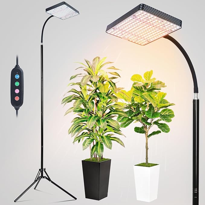 2026 Full Spectrum Grow Light with Stand 25 Watt Bright Grow Lights for Indoor Tall Plants Bonsai Tree Auto On/Off Daily Timer(4/8/12/16/20H) Adjustable Stand 24-78