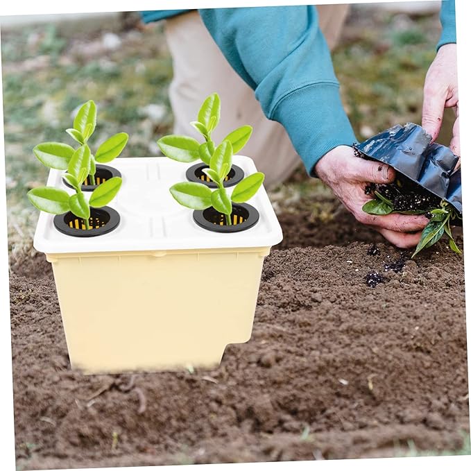 Totority 4holes Hydroponics System Soilless Cultivation Barrel for Vegetables Fruits and Flowers Plastic Planting Basket for Greenhouse Use