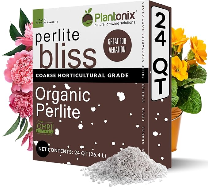 Perlite Bliss (24 Qts) - Organic Perlite for Plants Indoor Soil Amendment - Bulk Perlite for Gardening &amp Seed Starting - Mixes Easily with Potting Soil Vermiculite &amp Organic Coco Coir for Pl