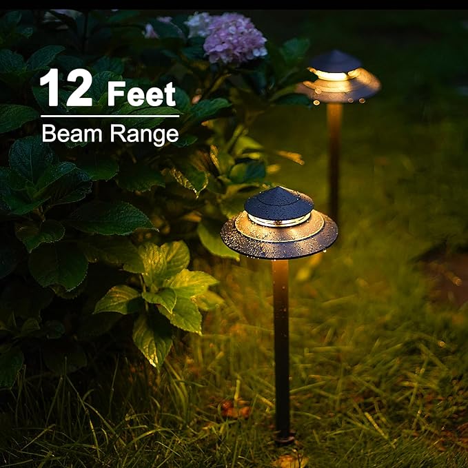 GOODSMANN Landscape Lighting 2PK Landscape Floodlights Spotlights 3W LED 200 Lumen with 2PK 3W LED 180 Lumen Hardwired 2 Tier Pagoda Path Lights 3000K Warm White