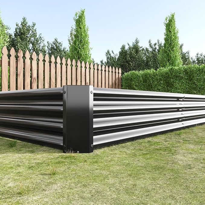 Heavy-Duty Metal Raised Garden Bed for Outdoor Vegetable Herb and Flower Planting – Durable Galvanized Steel Planter Box (Black with 8x4x1ft)