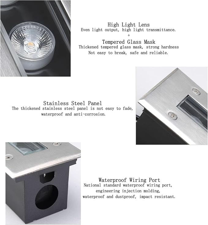 Outdoor landscape spotlight recessed LED spotlight - Outdoor landscape lights - LED long strip recessed light 220 V/24 V recessed LED floor lamp IP67 outdoor waterproof O Warm White-12W(600mm)