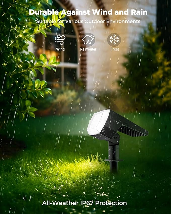 6 Packs Solar Spot Lights Outdoor 64 LED 6500K Solar Lights Outdoor IP67 Waterproof Adjustable Brightness Dusk to Dawn Solar Spotlights for Garden Yard Lawn Walkway Driveway - Cool Daylight
