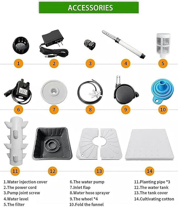AMNOOL 45 Holes Hydroponic System Hydroponic Growing Kits Hydroponics Growing System for Indoor HerbsFruits and Vegetables - Aeroponic Tower Adapter