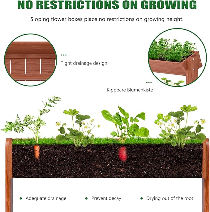 Wooden Vertical Raised Garden Bed 5 Tier Garden Planters Raised Beds Freestanding Plant Stand Flower Rack Wooden Planter Box for Plants Herbs Flowers Vegetables Outdoor Indoor Gardening