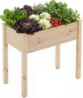 DUMOS Raised Garden Bed with Legs 48x24x30 Inch Planter Box Outdoor with Liner for Herbs Flowers Vegetables Elevated Wooden Garden Bed for Patio Balcony and Backyard Natural Wood