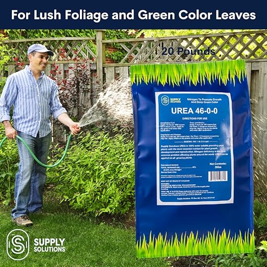 Supply Solutions Urea 46-0-0 Nitrogen Fertilizer to Stimulate Lush Growth and Deep Green Color - Plant Food Plant Fertilizer for Plants Lawn Garden - Bloom Booster for Flowers Fruits (20 Pounds)