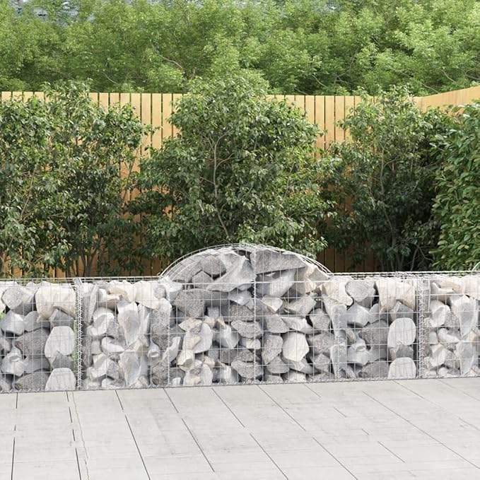 Set of 3 Galvanized Iron Gabion Basket 78.7 x 78.7 x 31.5 in Silver Raised Garden Bed Style Planter Rock Fence for Outdoor Patio Garden Retaining Wall