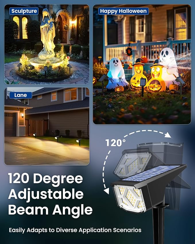SOLPEX Solar Lights Outdoor Waterproof IP65 Landscape Spotlights Outdoor Compact Design Spot Lights Solar Powered Flood Lights for Garden Yard House Pathway Tree Outside 12 Pack Warm White
