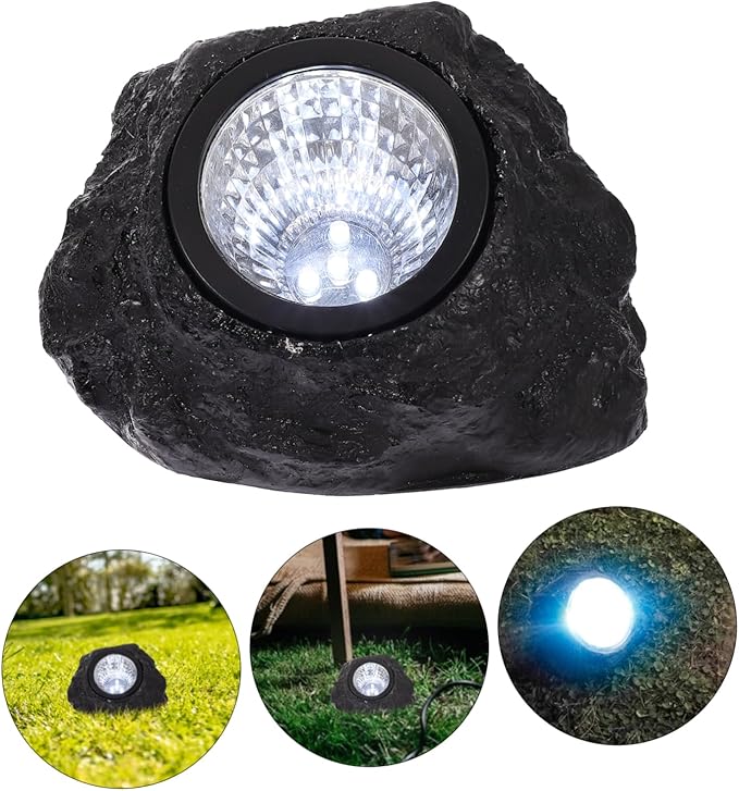 2pcs Led Solar Lights for Outdoor Solar Spotlight Stone Appearance Garden Lawn Pathway Lighting