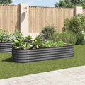 Galvanized Steel Raised Garden Bed 94.5 x 94.5 x 17.3 in Large Outdoor Planter Box Modern Gray Metal Rectangle Elevated Flower &amp Vegetable Garden for Patio Balcony or Backyard