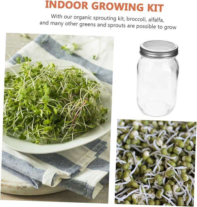 1Set Sprouting Kit with Blackout Sleeves Indoor Sprouting Jar Microgreens Includes Wide Mouth Mason Jars Mesh Lids and Blackout Sleeves for Optimal Growth