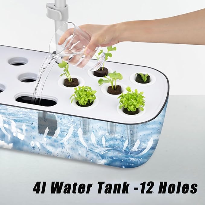 Hydroponics Growing System12 Hole Lazy Vegetable Planting Intelligent Hydroponic Planting Machine Simulated Sunlight Growth Lamp(A)