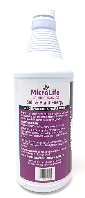 MicroLife Soil &amp Plant Energy Liquid Organic Concentrate Humic/Fulvic Acid &amp Molasses Foliar Spray or Root Stimulator 1 QT