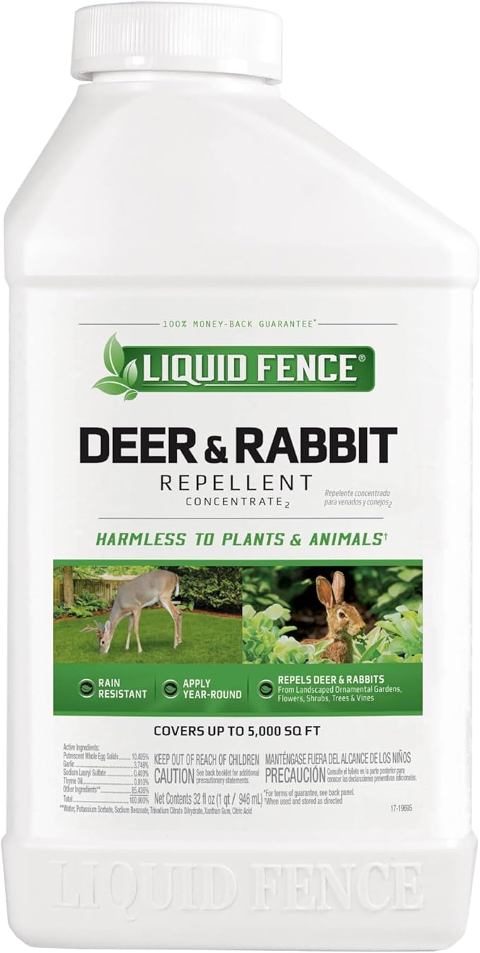 Liquid Fence Deer And Rabbit Repellent Concentrate 32 Ounces Apply Year-Round