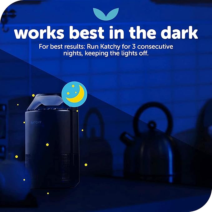 Katchy Indoor Fly Trap– Catcher &amp Killer for Mosquito Fruit Fly Gnat &amp Small Moth – Non-Zapper Trap with Fan Suction &amp Blue UV Light – Ideal for Indoor Spaces Kitchen &amp Plants (Orig