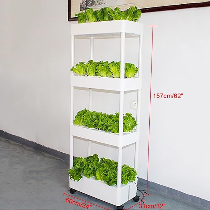 Hydroponics GardenIndoor Vertical Farming Garden Planter Smart Herb Garden with Timing Plug Automatic Watering for Home Indoor Gardening System(with Light4 Layer)