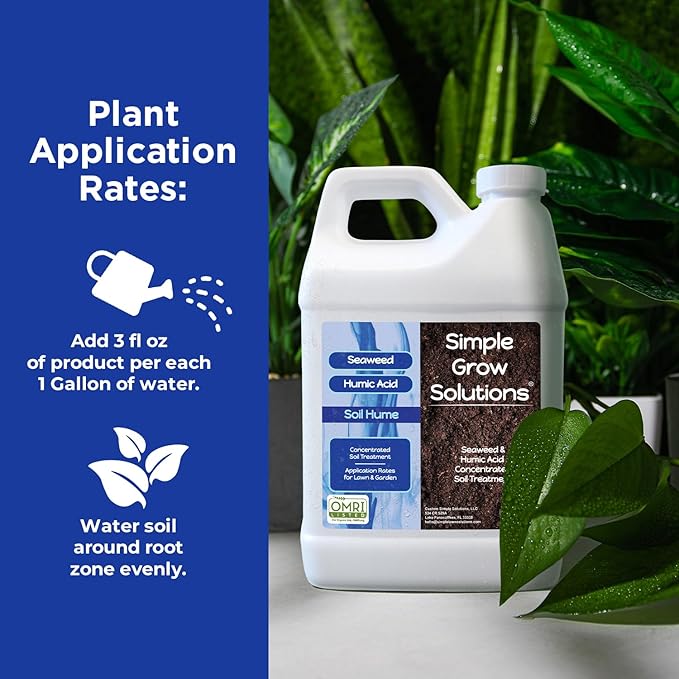 Super Seaweed Humic Fulvic Acid Blend- Liquid Carbon - Soil Hume - Simple Grow Solutions- Natural Lawn &amp Garden Concentrated Treatment- Increase Nutrient Uptake (64 Ounce)