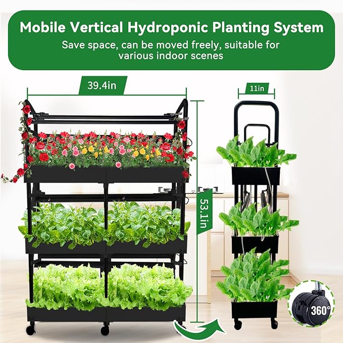 Indoor Garden Hydroponics Growing System Kit Dual Implant Configuration for Vegetable Fruit Herb Seedling Cultivation and Large-Scale PlantingDouble Water PumpLED Grow Light