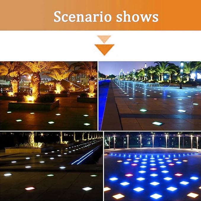 Outdoor Buried Lights - LED Landscape Lights 24V Low Voltage Square Walkover Led Lights IP67 Waterproof Embedded Spotlight for Garden Pathway Walkway Deck Yard Lighting(Green3w) (Yellow 12w)