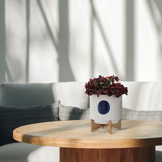 10 Funky Planter W Stand White