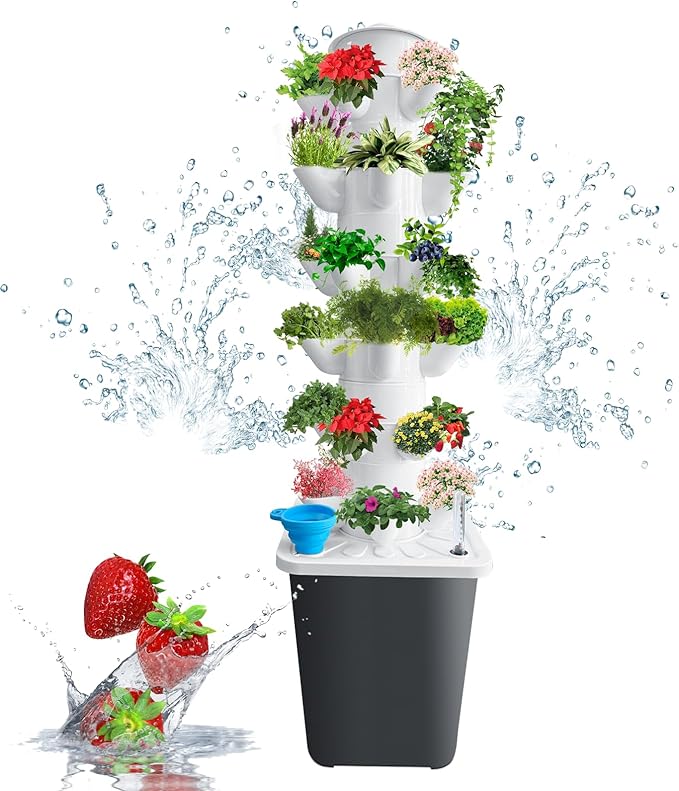 Hydroponics Growing System Vertical Planter Germination Kit Indoor Smart Garden Vegetable Plant Kit with Pump and Movable Water Tank Gift for Gardening Lover (30-Plant)