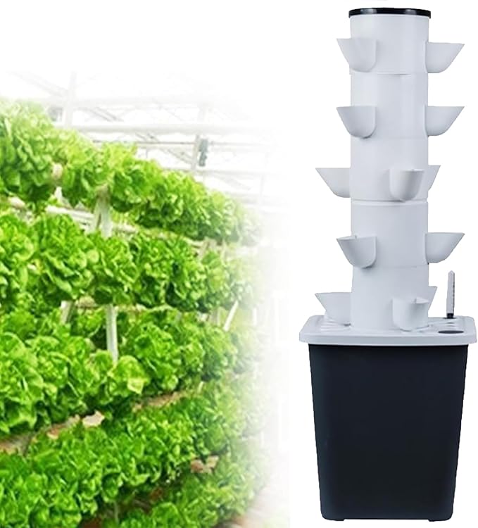Aeroponic Tower Garden DIY Hydroponic Farm Equipment Indoor Vertical Garden Suitable for Herbs Vegetables and Fruits(25 Holes)