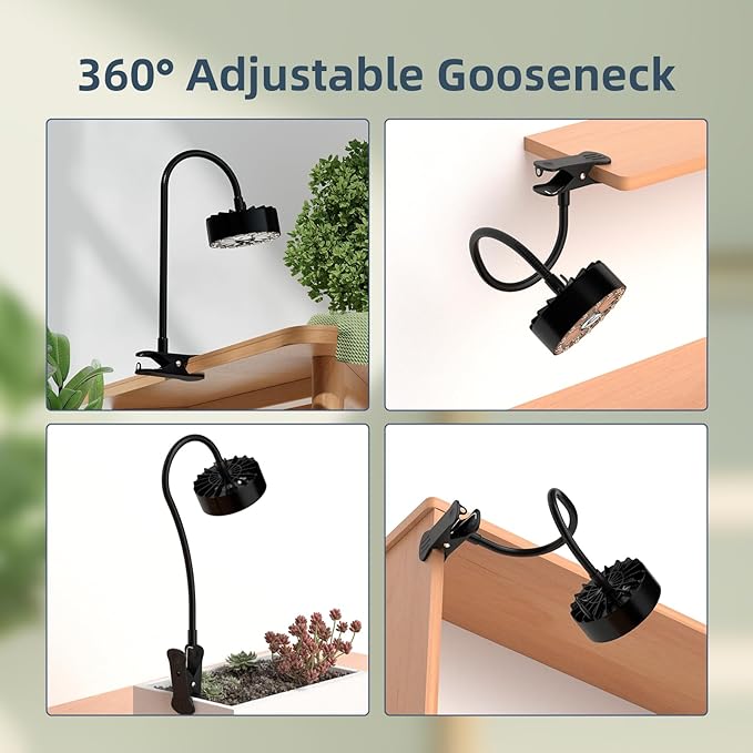Grow Lights for Indoor Plants Full Spectrum Plant Grow Light with Plant FanClip on Plant Lights for Indoor Growing with Timer and DimmableSuit for Plant shves and Plant Pot1 Pack