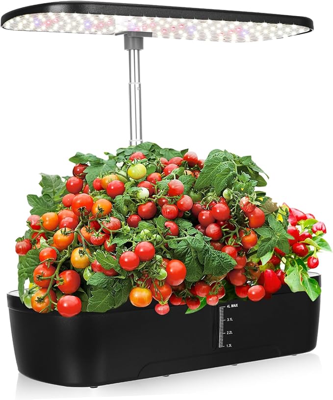 VICASKY 1 Set Indoor Hydroponics Growing System Kit with Grow Light Multi Porous Design for Indoor Gardening Complete Accessories for Easy Planting of Vegetables US Plug Compatible