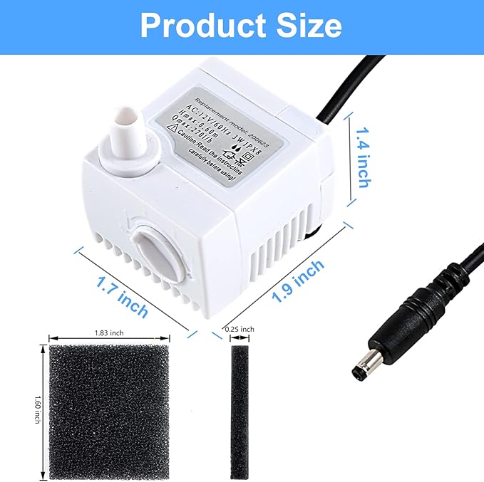 200623 Aero-Garden Pump with 20 Filters Ultra Quiet Pump Fit for Harvest Elite Bounty Farm Extra Ultra Hydroponics System
