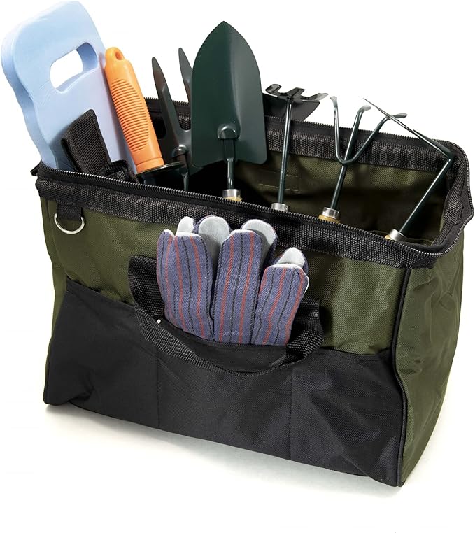 Complete 9pc Home Garden Tools Set for Mom with Fork Hoe Rake Shovel Spade Digger and Gloves