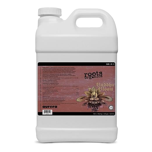 Roots Organics Buddha Bloom Liquid Flowering Nutrient for Plants Designed for Soil and Soilless Gardens for Continuous Liquid Feeding 2.5 Gallons