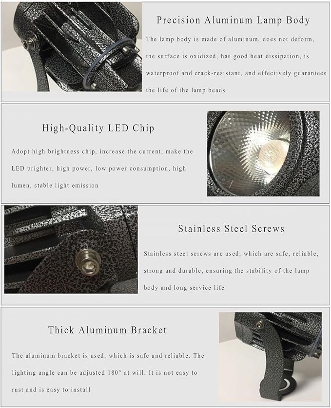 COB Flood Light Outdoor Spotlight IP65 Waterproof AC85-265V 180° Rotating LED Landscape Lights for Outside Wall Advertising Signs Lawn Landscape Lighting