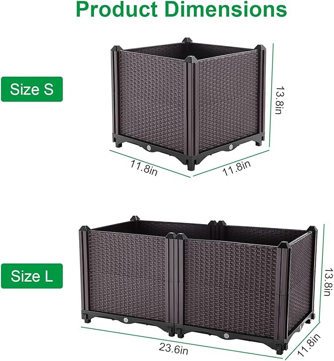 23.6''x11.8''x13.8'' Raised Garden Bed Elevated Planter Box with Self-Watering System Plants Garden Boxes for Flowers Vegetables Herbs