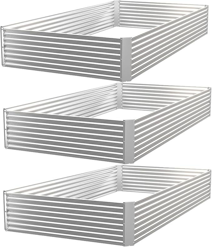3 Pack Raised Beds for Gardening Corrugated Galvanized Steel Raised Garden Bed Outdoor Metal Above Ground Garden Bed for Vegetables and Flowers-4x2FT(Rectangular)