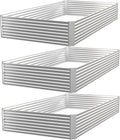 3 Pack Raised Beds for Gardening Corrugated Galvanized Steel Raised Garden Bed Outdoor Metal Above Ground Garden Bed for Vegetables and Flowers-4x2FT(Rectangular)