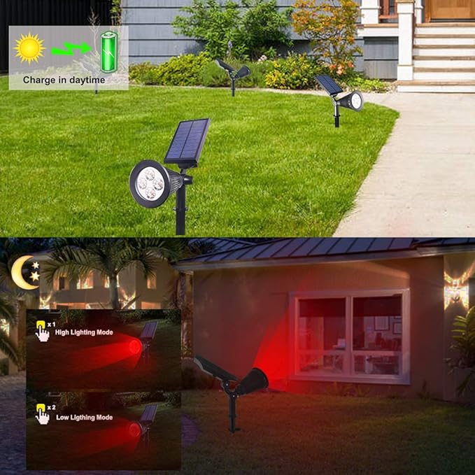 Solar Spot Lights Outdoor Waterproof 4 LED Outdoor Spot Lights for Yard Garden PathwayRed Blue Landscape Spotlights LED Solar Uplights for Trees