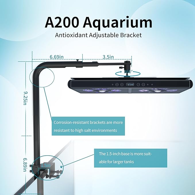 Aquarium Lights-200 watt 6 Channels Sunrise Sunset Moonlight Highly Customizable Reef Light for lps SPS Fresh Saltwater Tanks