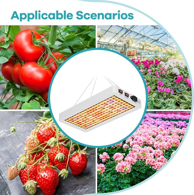 4 Pack 1200W Sunlight LED Planting Grow Lighting Full - Spectrum Fill Lamps Veg &amp Bloom Modes Dimmable UV/IR Functions AC100-277V for Indoor Greenhouses Tents Hydroponics to Boost Growth US P
