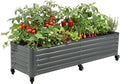 Vego garden Classic Rolling Garden Bed – 1.75' Mobile Metal Raised Garden Bed for Patio Deck Balcony – Deep Planting Space Durable &amp Easy to Move (Modern Gray 1.75'X6')