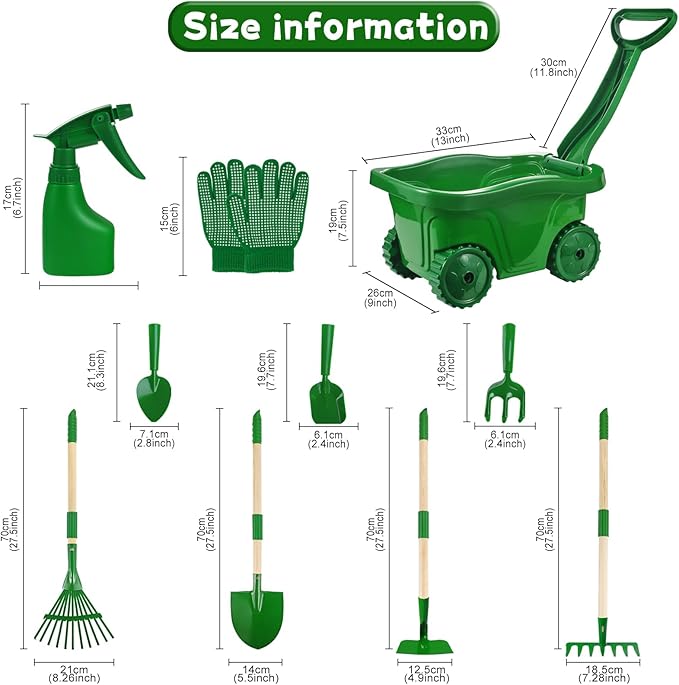 7 Divisions Fun Educational Tool Set for Juvenile Gardeners to Develop Responsibility Coordination and Nature Love ABS and Wood Tools