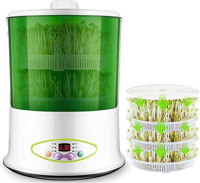 Bean Sprouts Machine LED Display Seed Germination Kit Intelligent Sprouting Machine Suitable for Seeds Microgreens Growing Tool